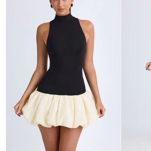 Oh Polly Dresses & Skirts - Oh Polly Nabila Modal Turtleneck Drop-Waist Bubble Hem Mini Dress Black Sz 0 NEW